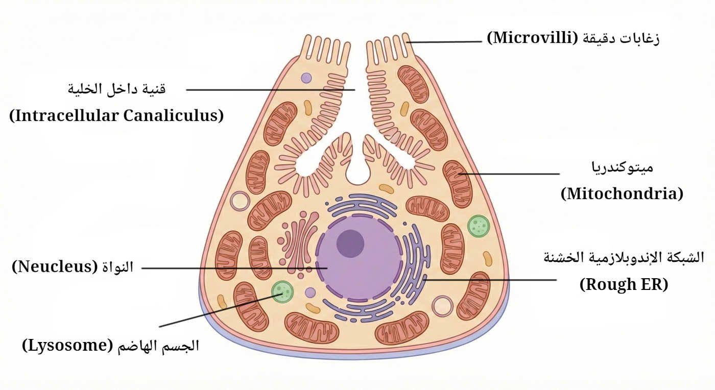 الخلية الجدارية مع مسميات - parietal cell with labels
